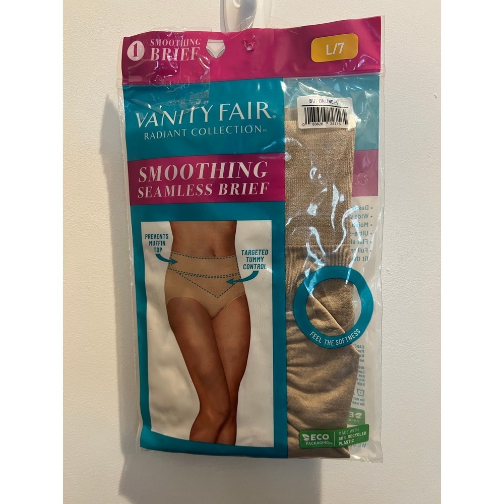 Vanity Fair Women's L/7 Radiant Smoothing control seamless Brief Pantie Beige